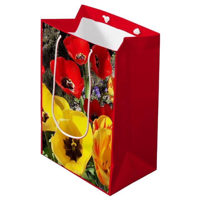 Bolsa De Regalo Mediana Tulipanes amarillos y rojos (Angulo Anverso)