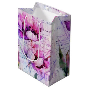 Bolsa De Regalo Mediana Tulipanes de acuarela 