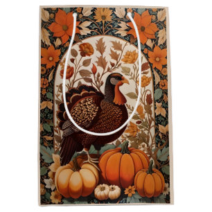 Bolsa De Regalo Mediana Turquía vintage y calabazas otoño