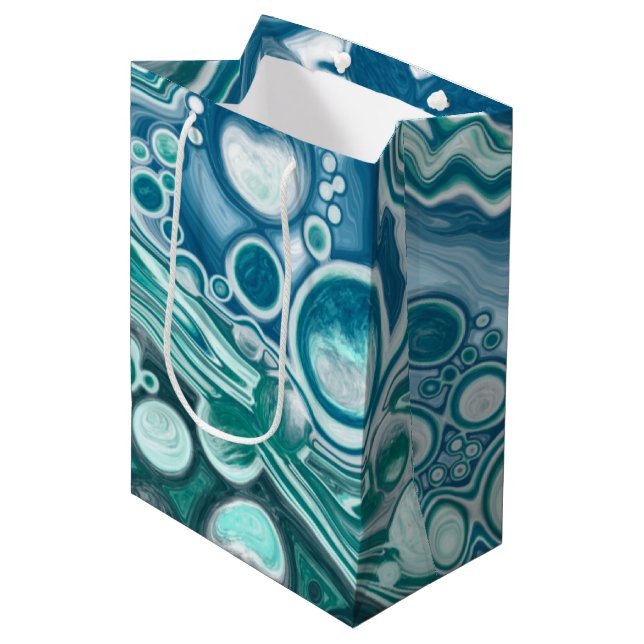 Bolsa De Regalo Mediana Turquoise Blue Verde azulada Ocean Swirls (Angulo Anverso)