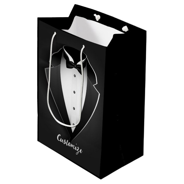 Bolsa De Regalo Mediana Tuxedo personalizado clásico (Angulo Anverso)