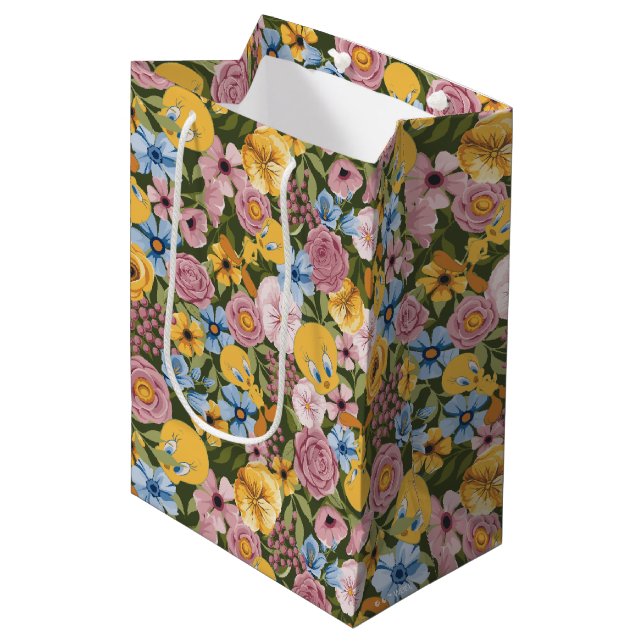 Bolsa De Regalo Mediana TWEETY™ Floral Embroidery Pattern (Angulo Anverso)