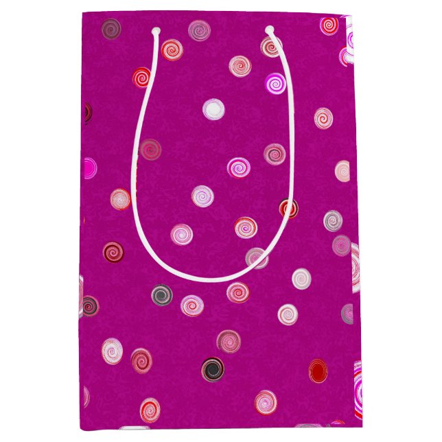 Bolsa De Regalo Mediana Twisty Polka Dot Spirals Pink Gift Bag (Anverso)