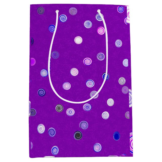 Bolsa De Regalo Mediana Twisty Polka Dot Spirals Purple Gift Bag (Anverso)