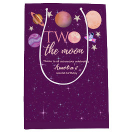 Bolsa De Regalo Mediana Two The Moon Girl Space Pink Planets 2nd Bday