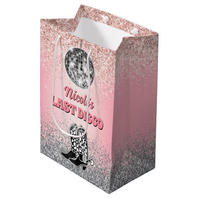 Bolsa De Regalo Mediana Última Disco Bachelorette Retro Tema (Angulo Anverso)