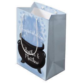 Bolsa De Regalo Mediana Un bebé está preparando una bruja Baby Shower azul