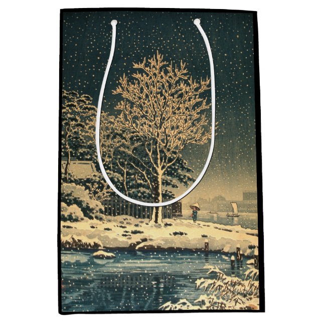 Bolsa De Regalo Mediana Un día de invierno sobre el río Sumida en Japón (Anverso)