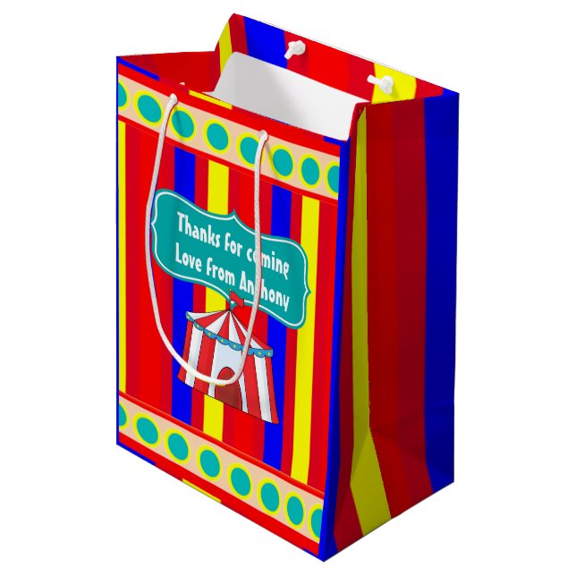Bolsa De Regalo Mediana Un día en el circo Fiesta infantil personalizado (Angulo Anverso)
