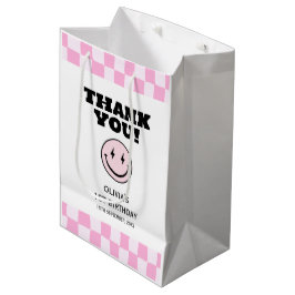 Bolsa De Regalo Mediana Un feliz cumpleaños de Babe Pink Checkered