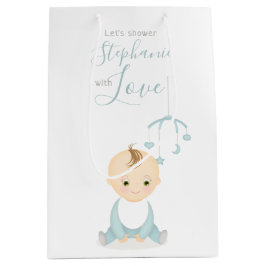 Bolsa De Regalo Mediana Un niño pequeño y su Baby Shower móvil