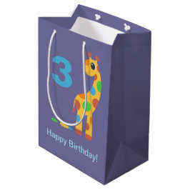 Bolsa De Regalo Mediana Una jirafa colorida Feliz Cumpleaños Personalizado