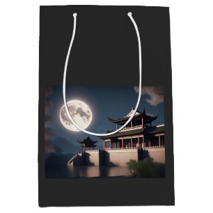 Bolsa De Regalo Mediana Una luna brillante corresponde al majestuoso pabel