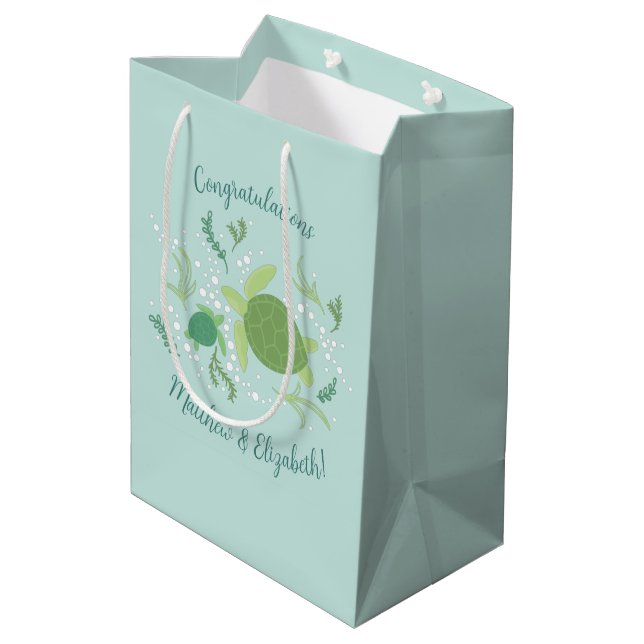 Bolsa De Regalo Mediana Under Sea Turtles Baby Shower (Angulo reverso)