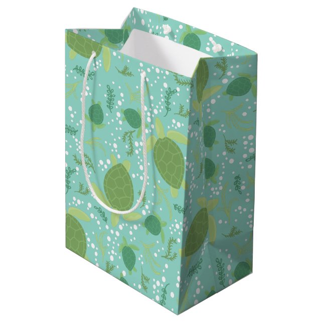 Bolsa De Regalo Mediana Under Sea Turtles Baby Shower (Angulo reverso)