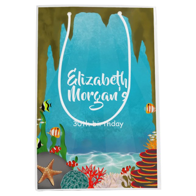 Bolsa De Regalo Mediana Under the Sea Cave Beautiful Creatures Birthday (Anverso)