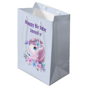 Bolsa De Regalo Mediana Unicornio de bebé mágico y lindo con ojos grandes