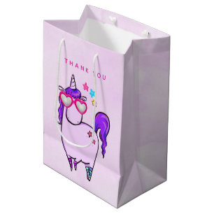 Bolsa De Regalo Mediana Unicornio lindo en gafas cardiacas