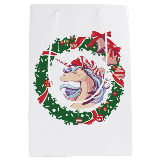 Bolsa De Regalo Mediana Unicornio, Navidades mágicos (Anverso)