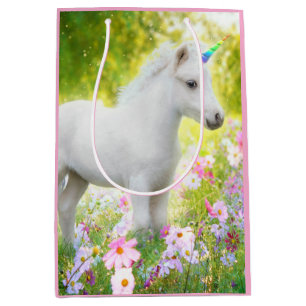 Bolsa De Regalo Mediana Unicornio Poni Blanco