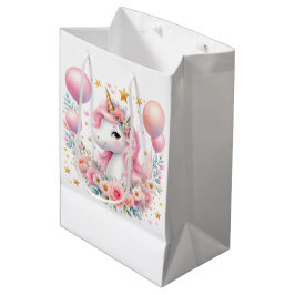 Bolsa De Regalo Mediana Unicornio rosa