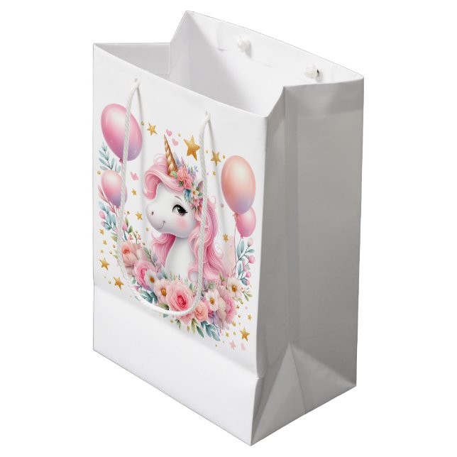 Bolsa De Regalo Mediana Unicornio rosa (Angulo Anverso)