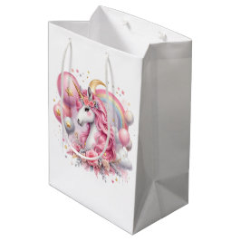 Bolsa De Regalo Mediana Unicornio rosa