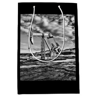 Bolsa De Regalo Mediana Unidad de Bombeo de Petróleo (Pumpjack) en Blanco