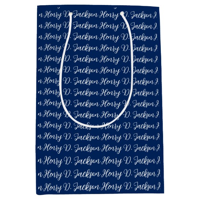 Bolsa De Regalo Mediana Unique Navy Blue Classical Handwriting Plain (Anverso)