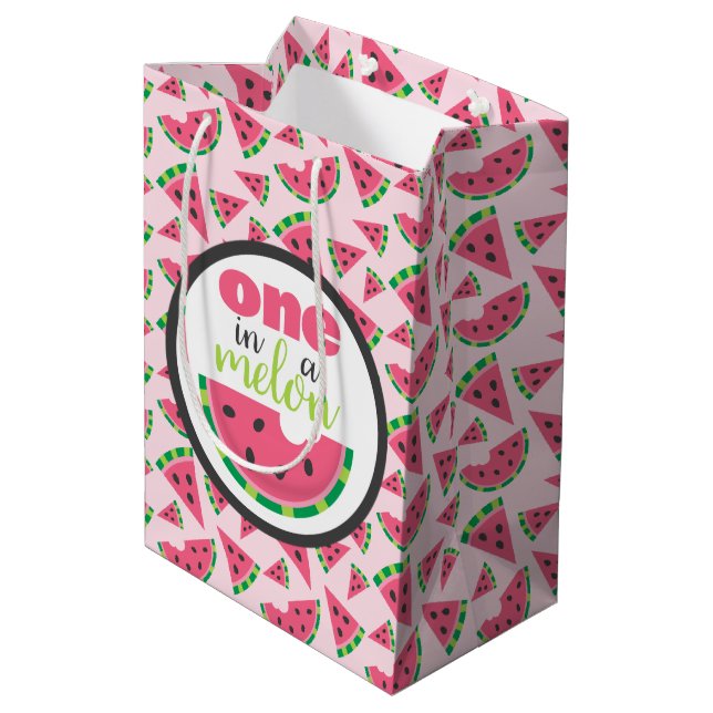 Bolsa De Regalo Mediana Uno en Melón Watermelón Slices y Rubor Pink Medi (Angulo reverso)