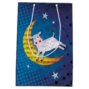 Bolsa De Regalo Mediana Vaca del arte popular saltada sobre la poesía