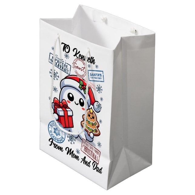 Bolsa De Regalo Mediana Vacaciones Festivas Con Fantasma Agradable (Angulo Anverso)