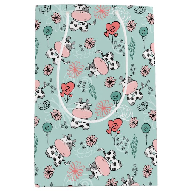 Bolsa De Regalo Mediana Vacas de granja de campo (Anverso)