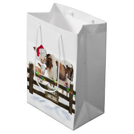 Bolsa De Regalo Mediana Vacas de Navidad con sombrero de Santa al aguarela