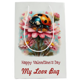 Bolsa De Regalo Mediana  Valentine Love Bug on Blossoms Rose
