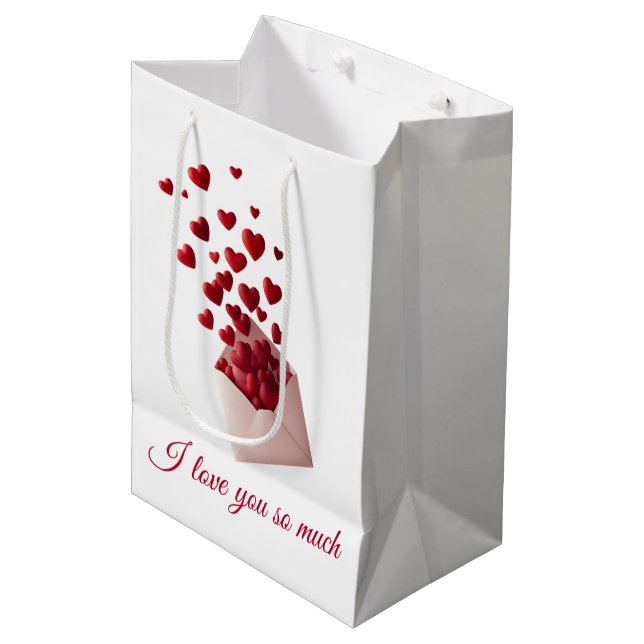 Bolsa De Regalo Mediana Valentine Love Card | Romantic for Him & Her (Angulo Anverso)