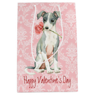 Bolsa De Regalo Mediana Valentine Rosa Greyhound italiano