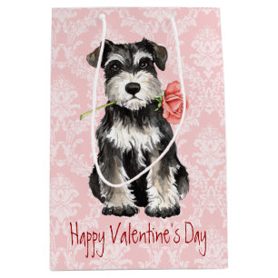 Bolsa De Regalo Mediana Valentine Rosa Mini Schnauzer