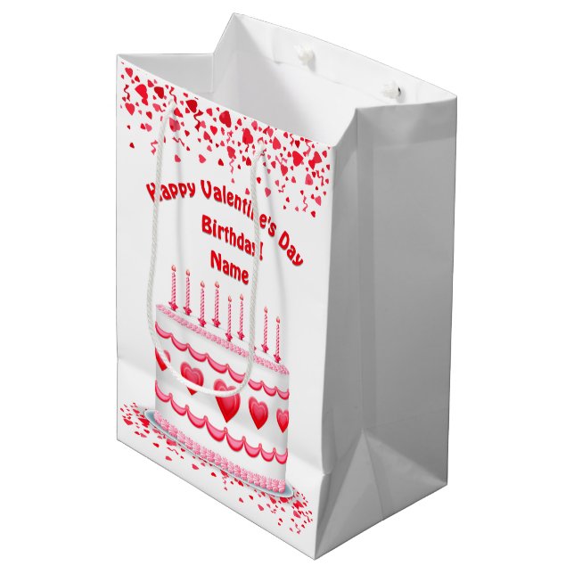 Bolsa De Regalo Mediana Valentine's Day Birthday Cake Customizable Candles (Angulo Anverso)