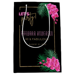 Bolsa De Regalo Mediana Vamos Fiesta Black Gold Neon Tropical 40 cumpleaño