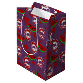 Bolsa De Regalo Mediana Vampiro Comiendo Sandía Halloween en Julio Púrpura