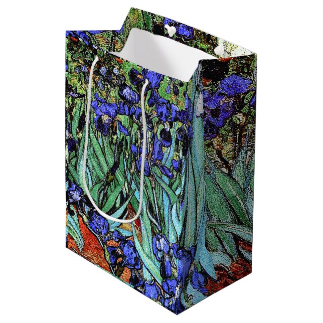 Bolsa De Regalo Mediana Van Gogh irisa el bolso floral del regalo del (Angulo Anverso)