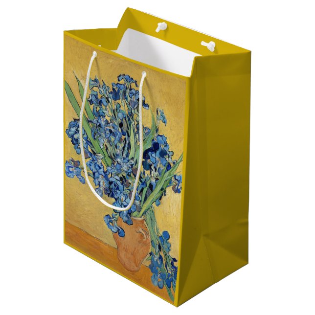 Bolsa De Regalo Mediana Van Gogh Irises Vase Flores Aún Vida Famoso Arte (Angulo Anverso)