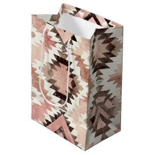 Bolsa De Regalo Mediana Vaquera marrón rosada Cumpleaños Tribal Suroeste