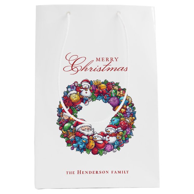 Bolsa De Regalo Mediana Varios motivos Feliz Navidad Nombre personalizado (Anverso)