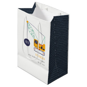 Bolsa De Regalo Mediana Vehículo Cute Construction Crane Cualquier Cumplea