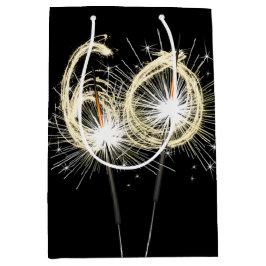Bolsa De Regalo Mediana Velas de cumpleaños 60 en negro
