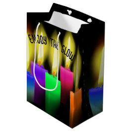 Bolsa De Regalo Mediana Velas De Cumpleaños Brillantes En Negro