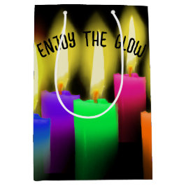 Bolsa De Regalo Mediana Velas De Cumpleaños Brillantes En Negro