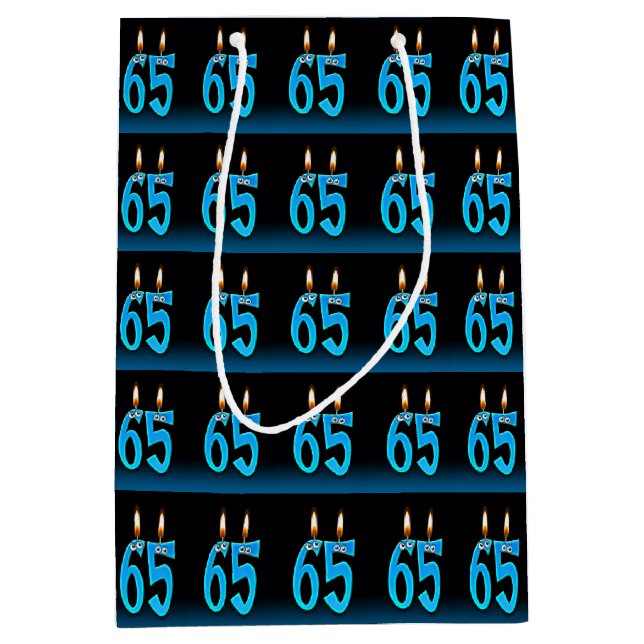 Bolsa De Regalo Mediana velas de ojos por 65 años (Anverso)